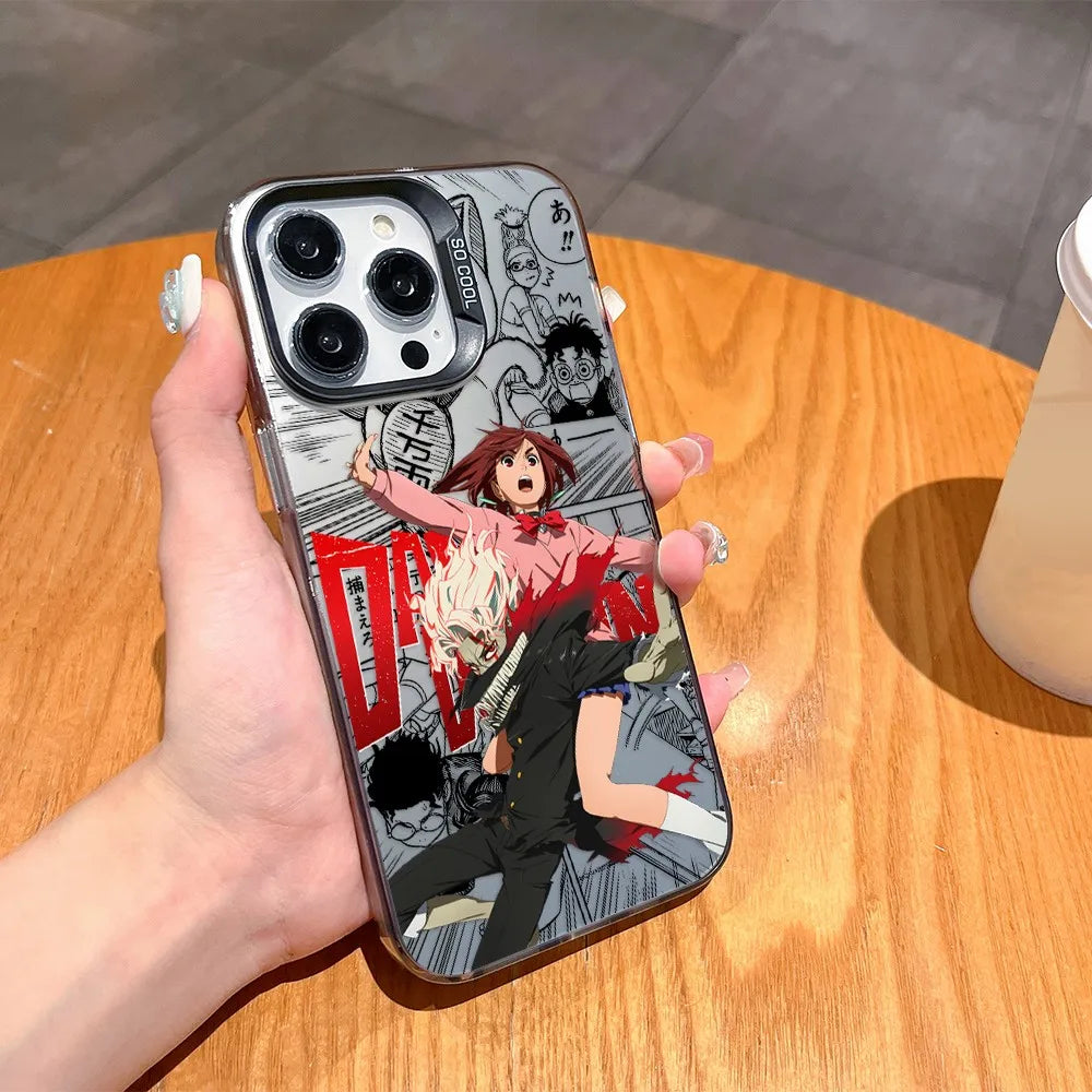 Momo and Transformed Okarun Manga Collage Case for iPhone - Graphite Black finish