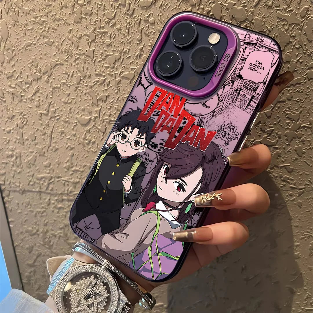 Momo and Okarun Purple Manga Portrait Case for iPhone - Violet finish