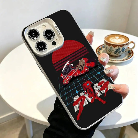 Red Motorcycle Grid Case for iPhone - Silver finish