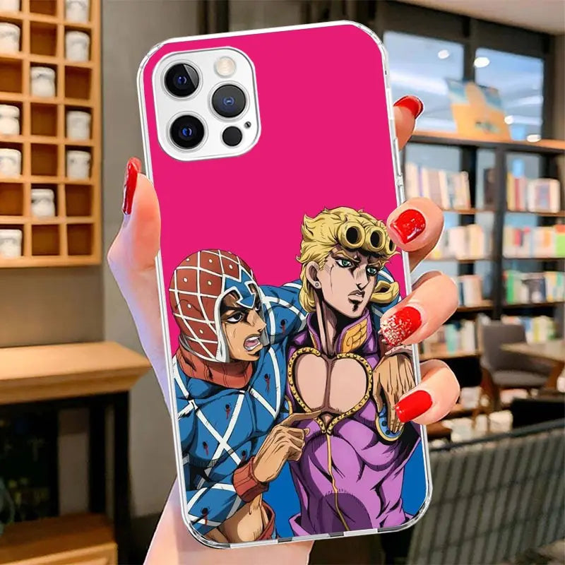 Giorno and Mista Hot Pink Duo Case for iPhone - Soft Clear finish