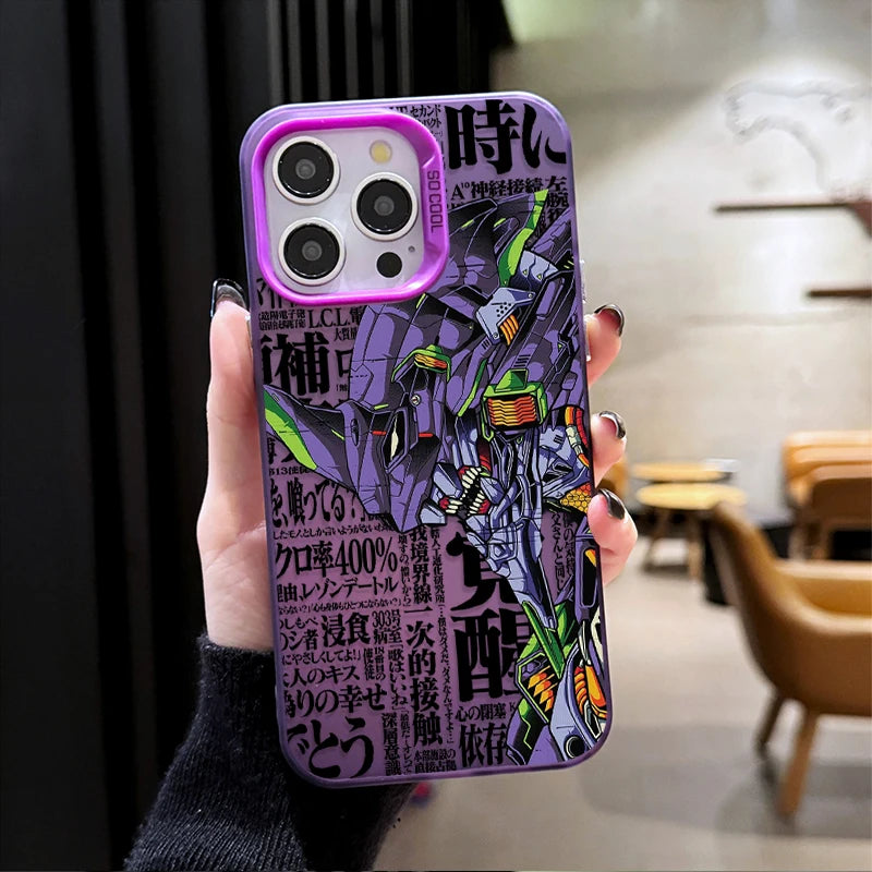 Eva Unit-01 Newspaper Collage Case for iPhone - Violet Pink finish
