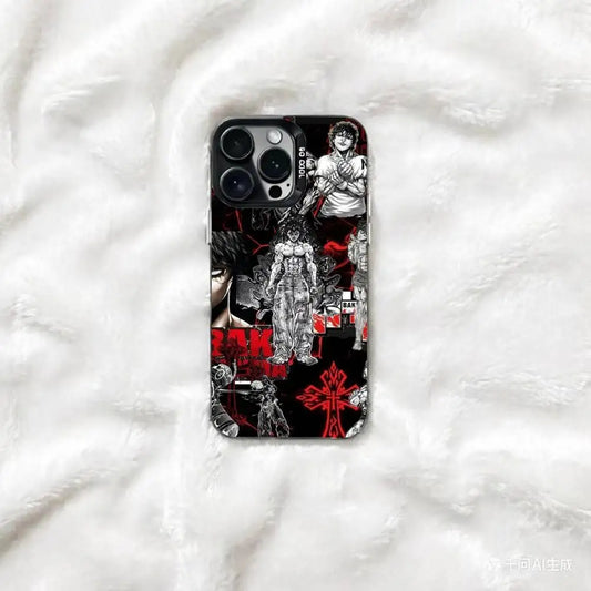 Baki Red Manga Warrior Collage Case for iPhone - Glossy Black finish