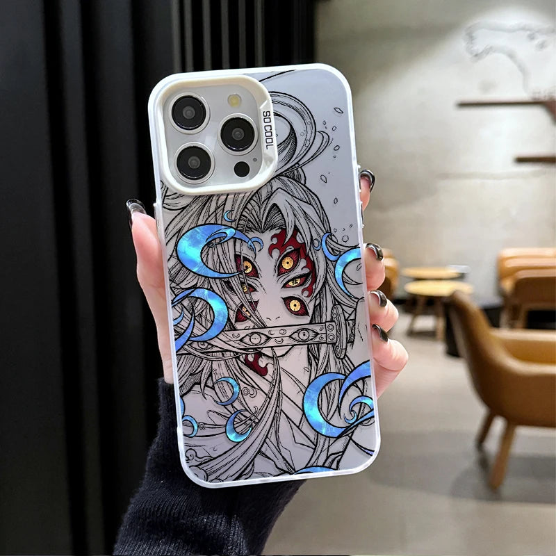 Kokushibo Six-Eye Moon Portrait Case for iPhone - Silver White finish