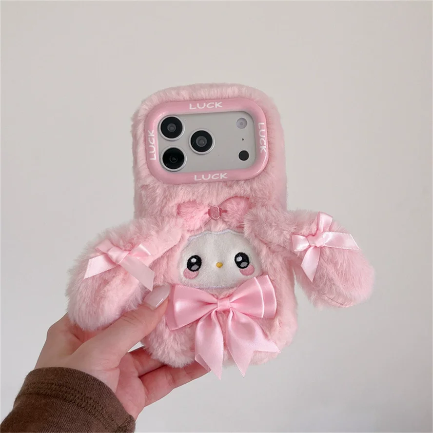 My Melody Pink Bow Plush Case for iPhone - Pink