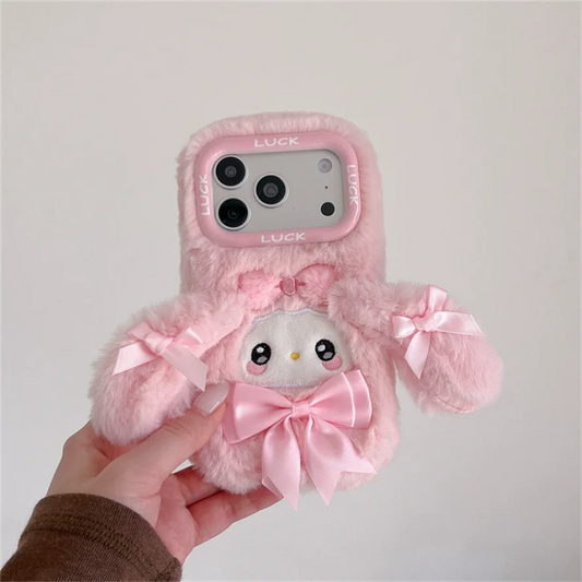 My Melody Pink Bow Plush Case for iPhone - Pink