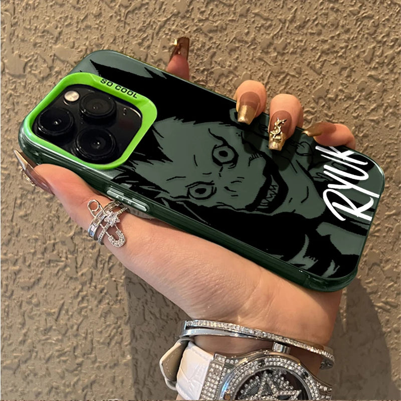 Ryuk Manga Face Case for iPhone - Neon Green finish