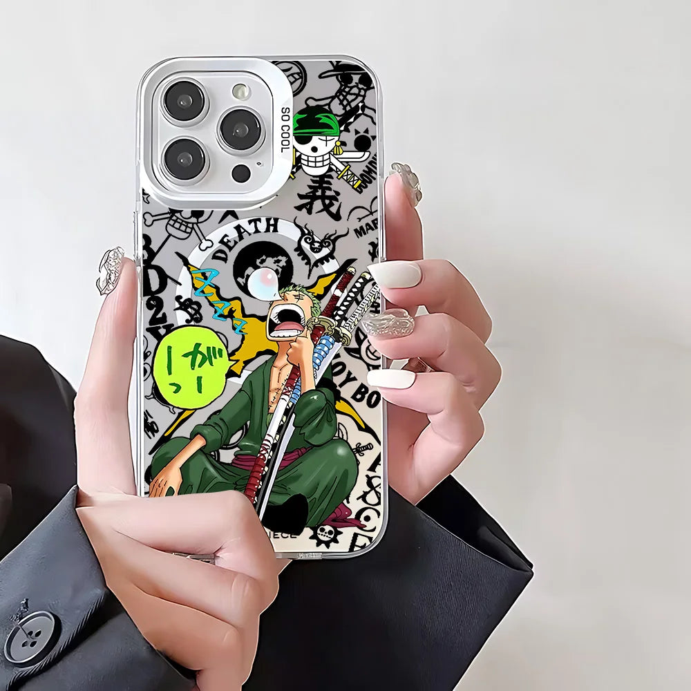 Luffy and Zoro Magnetic Case for iPhone - Design 2 — White