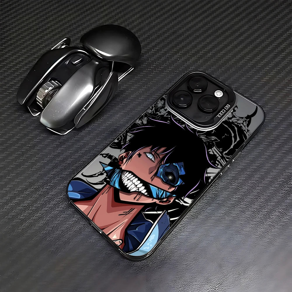 Blue Monster Grin Portrait Case for iPhone - Silver finish