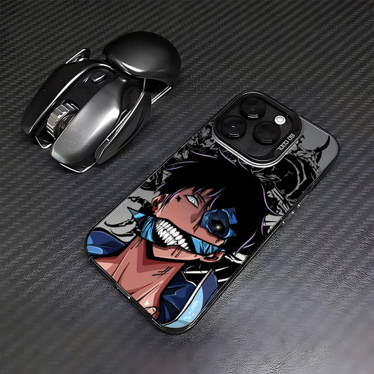 Blue Monster Grin Portrait Case for iPhone - Silver finish