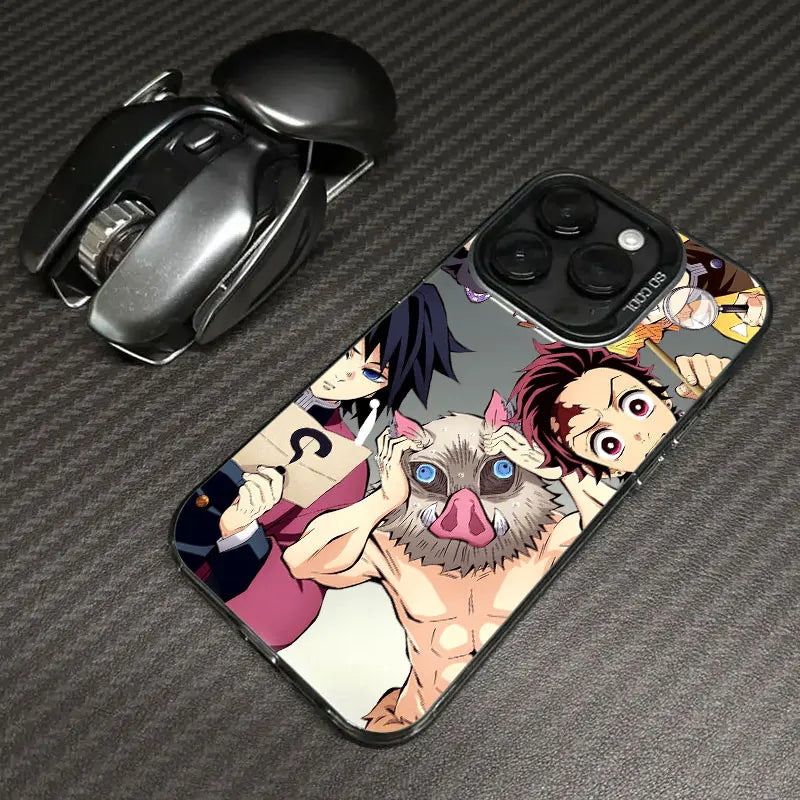 Inosuke and Tanjiro Chibi Squad Case for iPhone - Graphite Black finish
