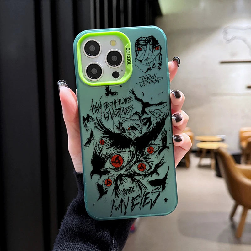 Itachi Crimson Eye Sketch Case for iPhone - Green finish