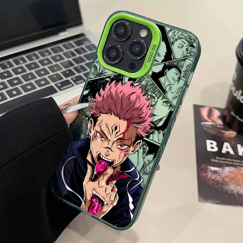 Sukuna Cursed Tongue Manga Case for iPhone - Green finish