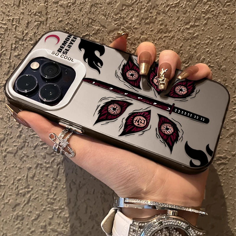 Demon Slayer Nichirin Eye Emblems Case for iPhone - Silver White finish