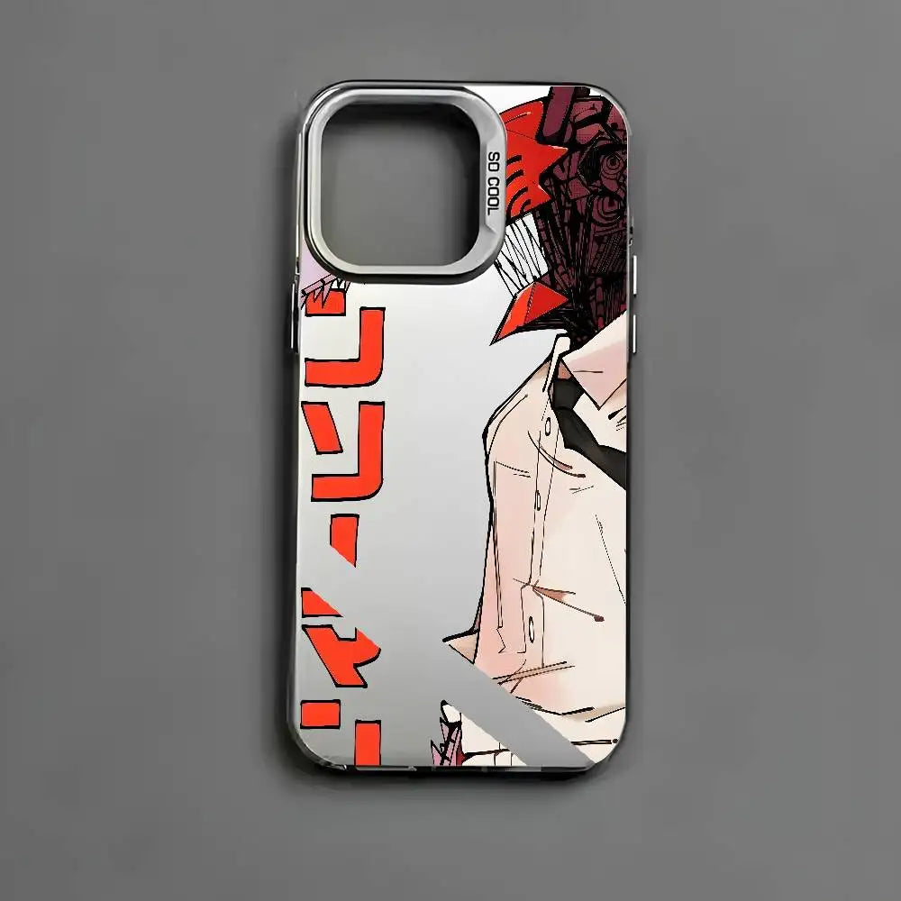 Chainsaw Man Red Manga Portrait Case for iPhone - Silver White finish