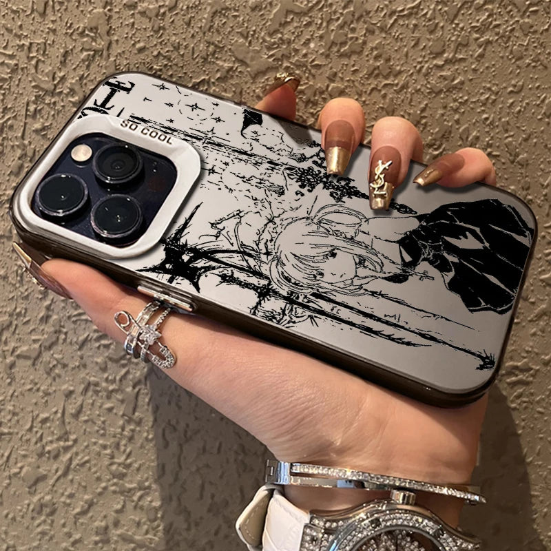 Misa Gothic Sketch Gradient Case for iPhone - Silver White finish