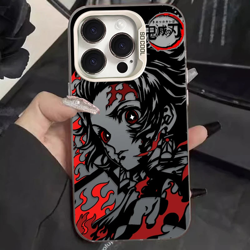 Tanjiro Crimson Flame Portrait Case for iPhone - Silver White aurora finish