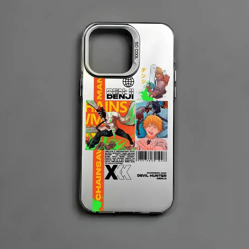 Chainsaw Man Color Panel Collage Case for iPhone - Silver White finish