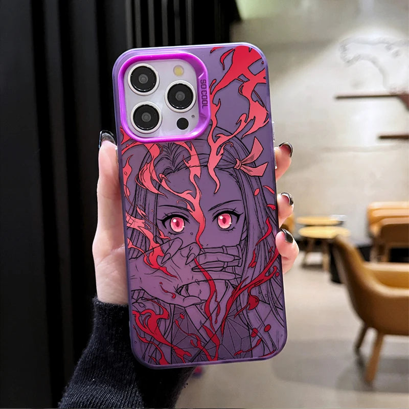 Nezuko Crimson Vine Portrait Case for iPhone - Violet finish