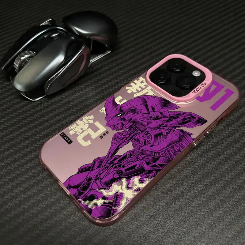Eva Unit-01 Purple Blueprint Soft Case for iPhone - Rose Pink finish