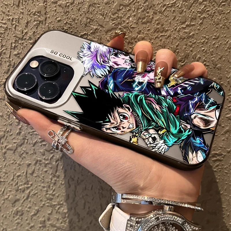Gon & Killua Neon Duo Case for iPhone - Silver White finish