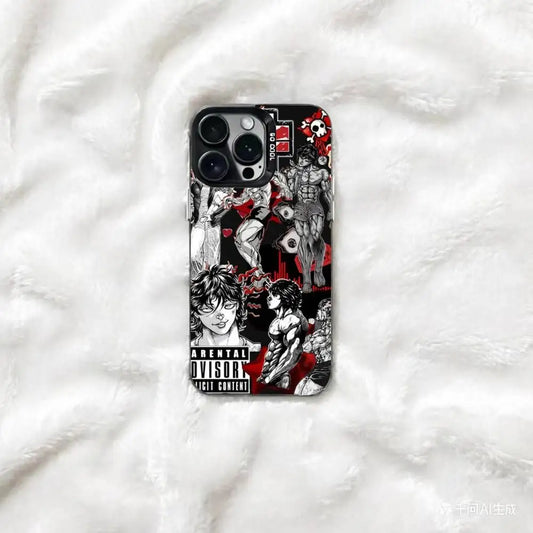 Baki Black Red Fighter Collage Case for iPhone - Glossy Black finish