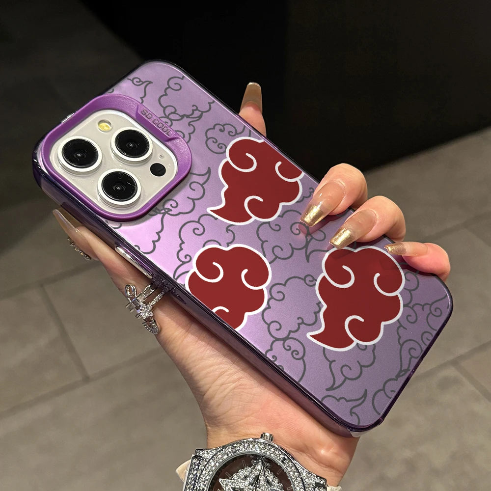 Akatsuki Cloud Sketch Pattern Case for iPhone - Lavender