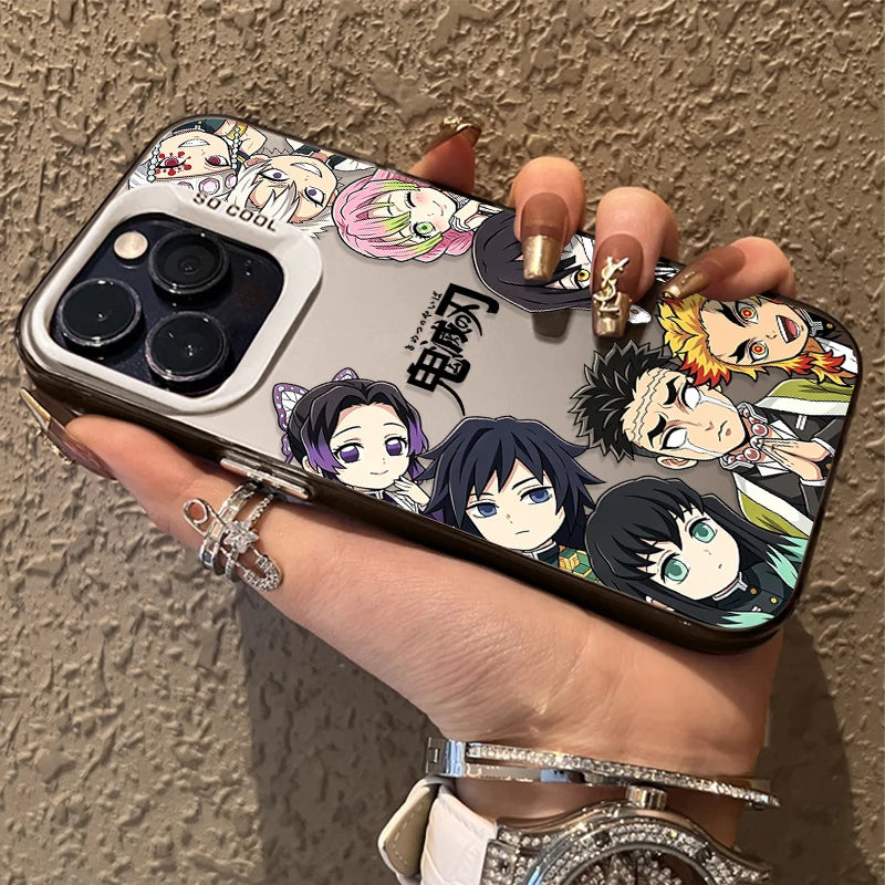 Demon Slayer Chibi Hashira Aurora Case for iPhone - Silver White iridescent finish