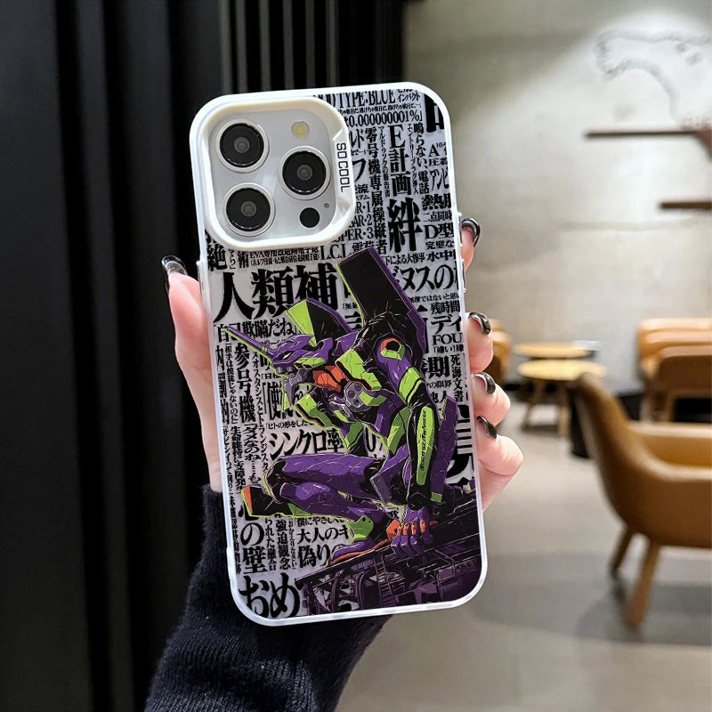 Eva Unit-01 Tokyo-3 Manga Collage Case for iPhone - Silver White finish
