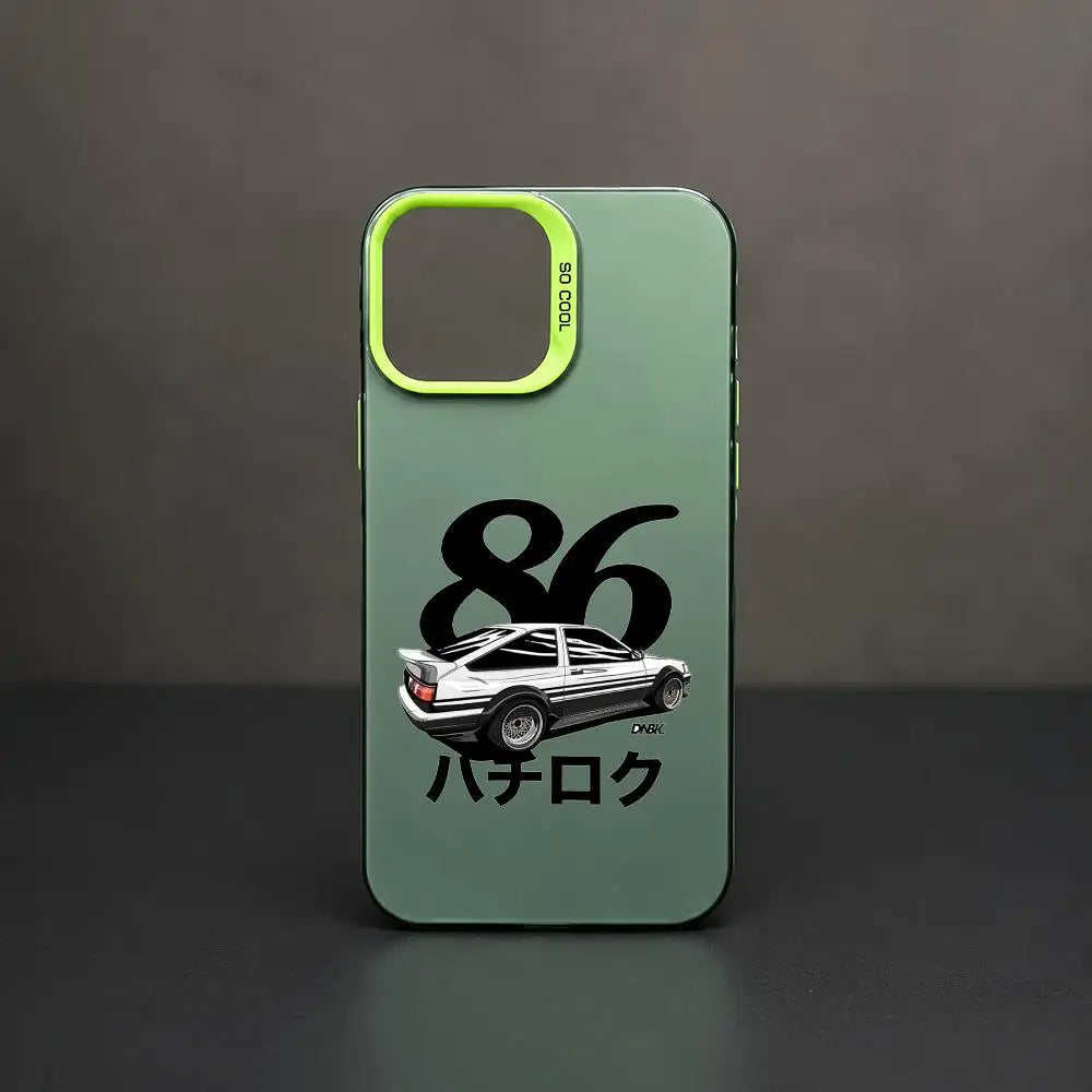 White AE86 Hatchback Emblem Case for iPhone - Mint Green finish