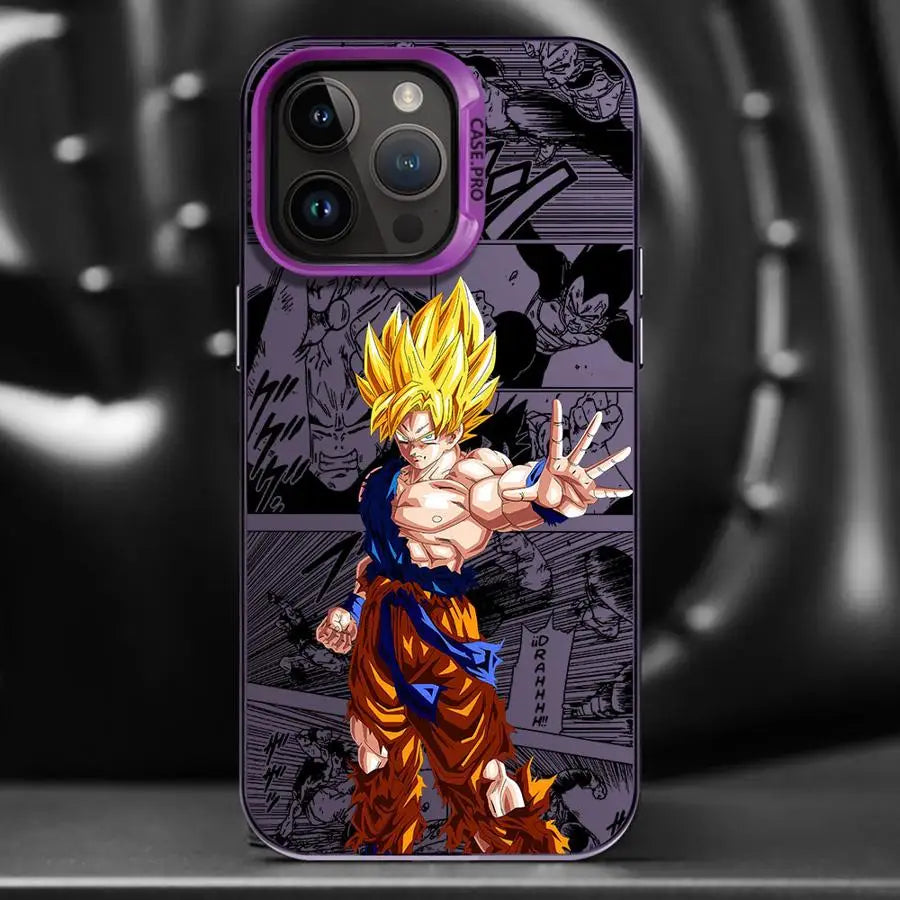 Golden Saiyan Manga Case for iPhone - Purple finish