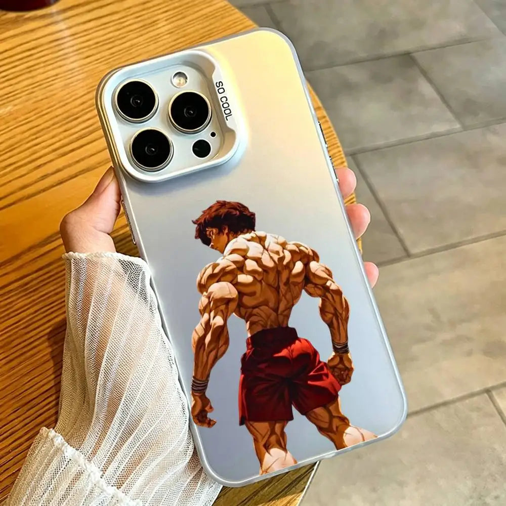 Baki Muscular Back Case for iPhone - Pearl Silver finish