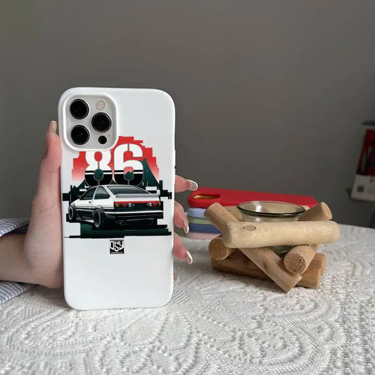 Red Black 86 Street Case for iPhone - Pearl White finish