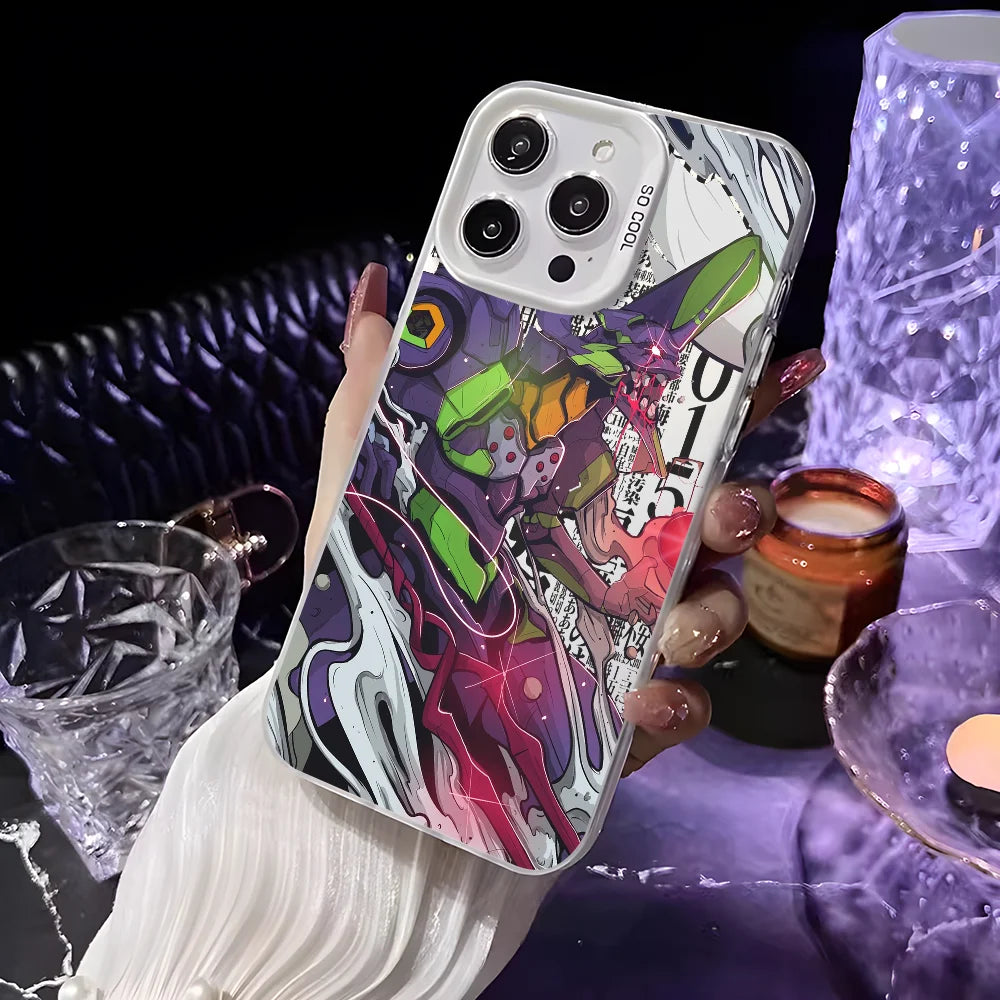 Evangelion Pilots Collage White Aurora Case for iPhone - Pearl White finish