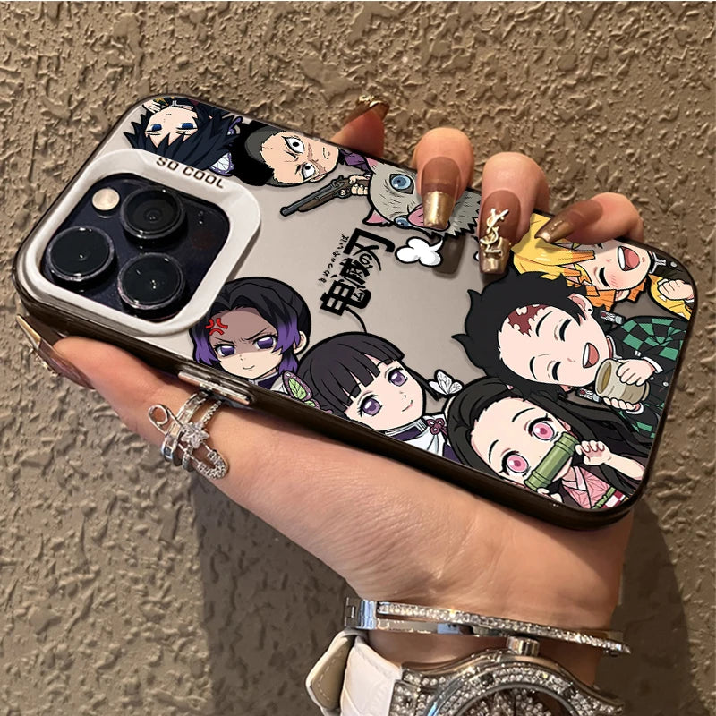 Demon Slayer Chibi Heroes Aurora Case for iPhone - Silver White iridescent finish