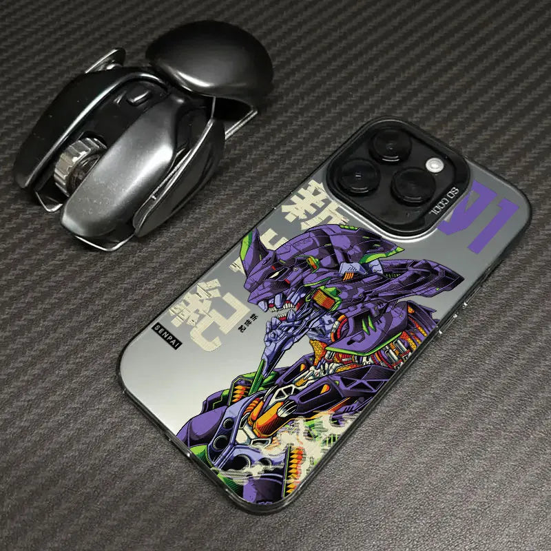 Eva Unit-01 Mecha Collage Soft Case for iPhone - Graphite Black finish