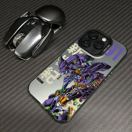 Eva Unit-01 Mecha Collage Soft Case for iPhone - Graphite Black finish