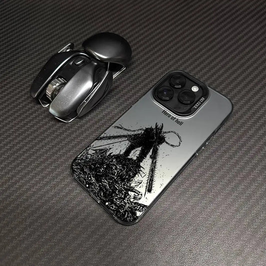 Chainsaw Man Hero of Hell Ink Case for iPhone - Silver Black Frame finish