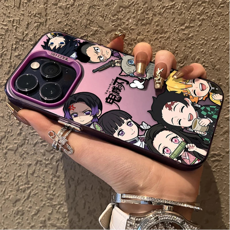 Demon Slayer Chibi Heroes Aurora Case for iPhone - Rose Pink iridescent finish