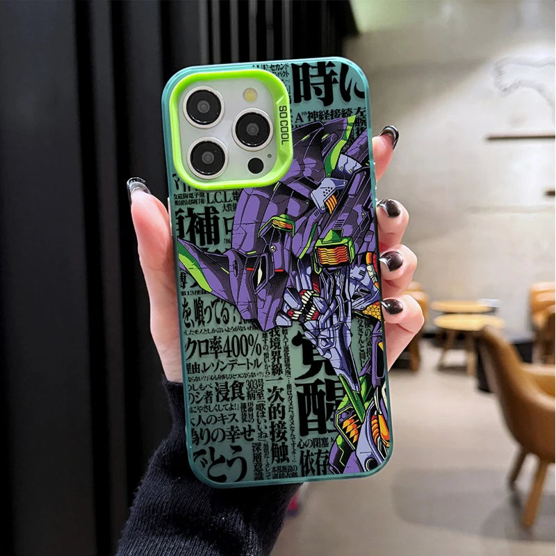 Eva Unit-01 Newspaper Collage Case for iPhone - Neon Green finish