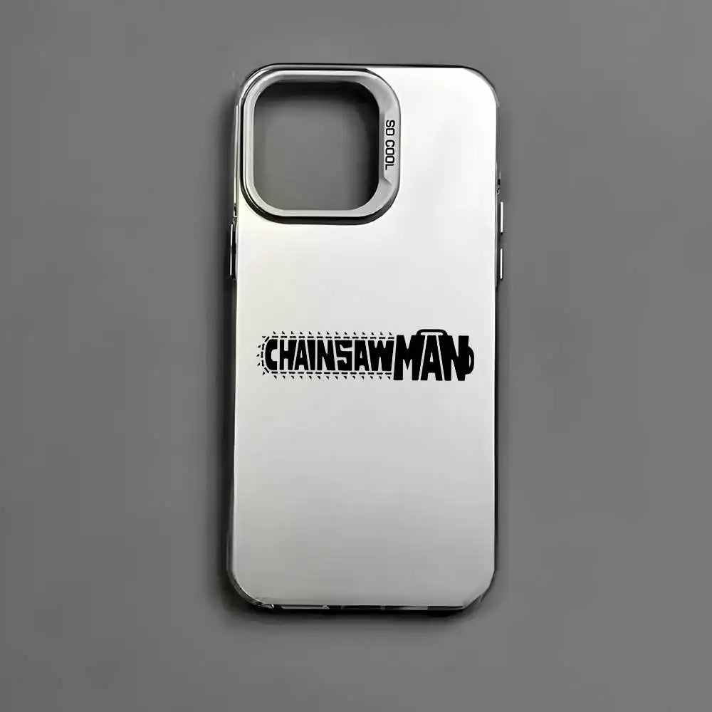 Chainsaw Man Minimalist Wordmark Case for iPhone - Silver White finish