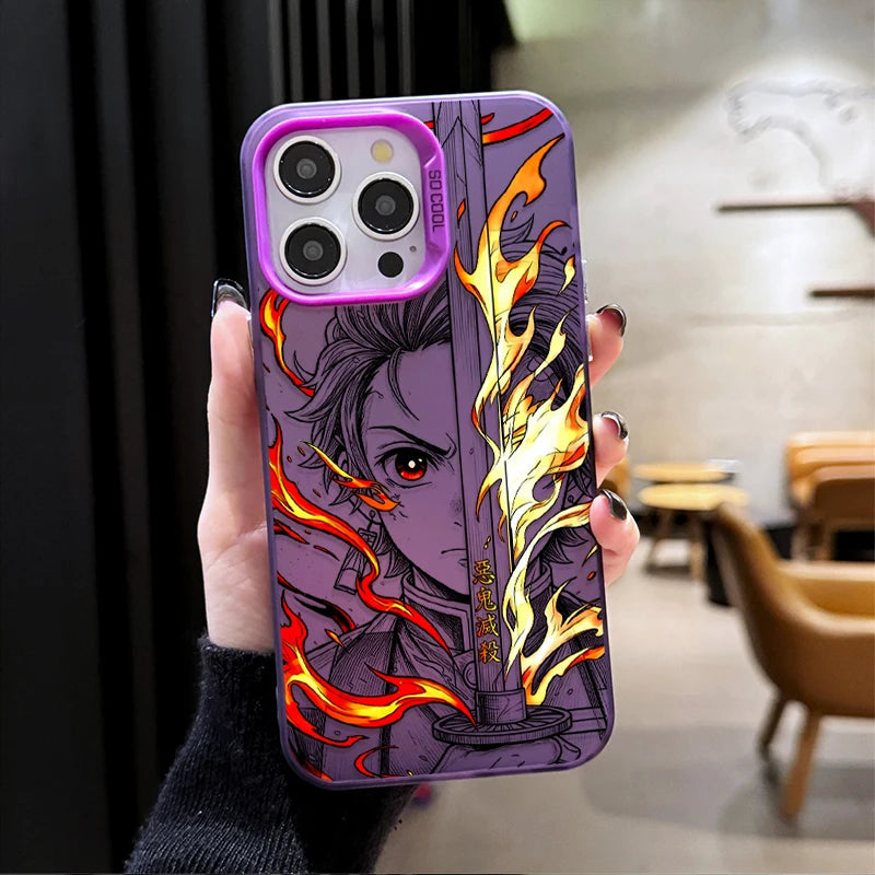 Tanjiro Flame Blade Portrait Case for iPhone - Violet finish