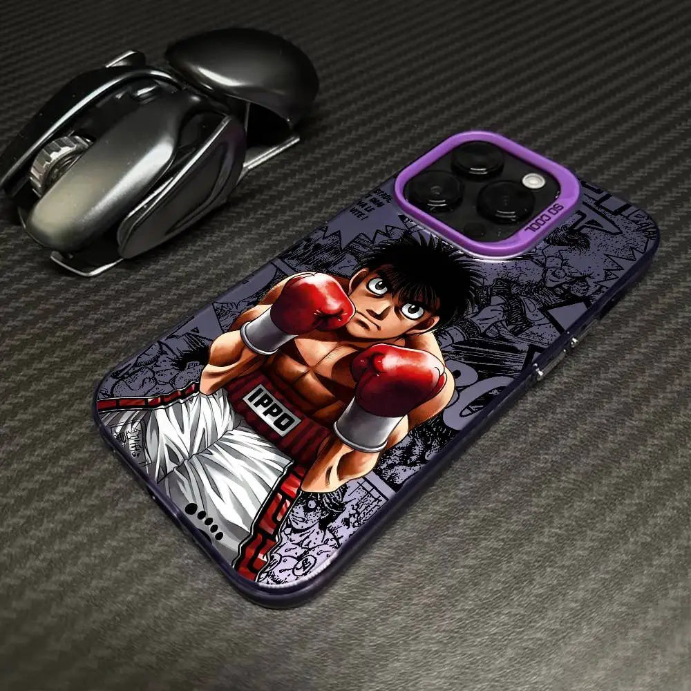Ippo Red Gloves Manga Collage Case for iPhone - Violet finish