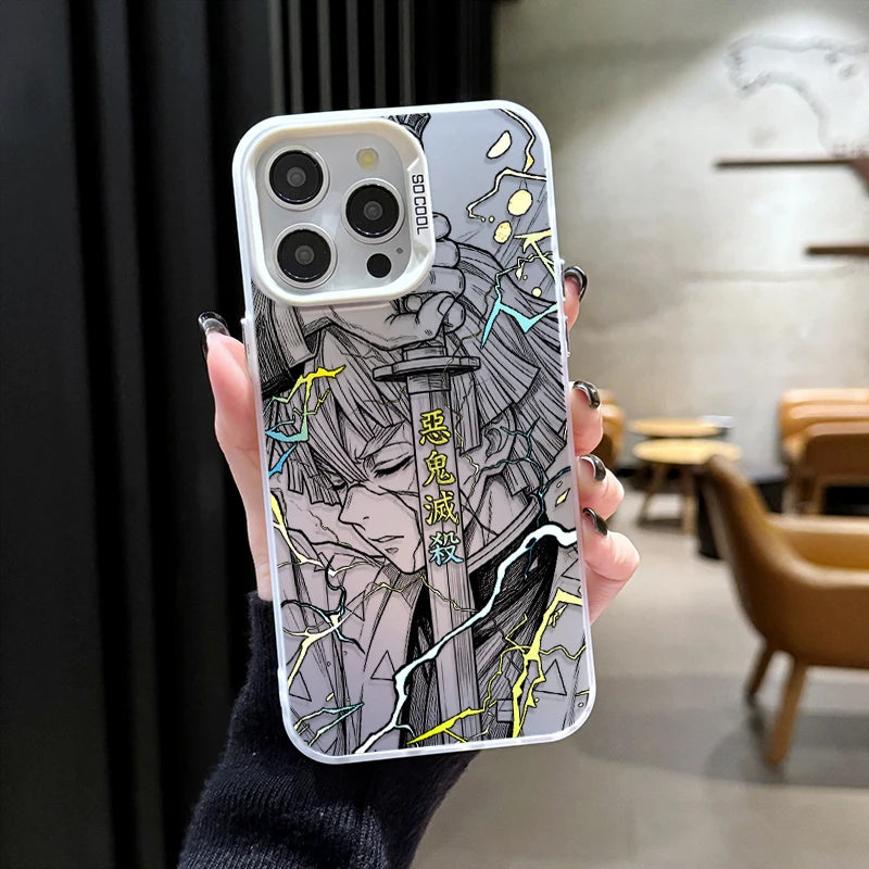 Zenitsu Lightning Manga Portrait Case for iPhone - Silver White finish