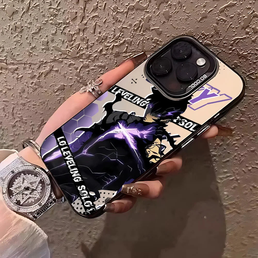 Sung Jinwoo Purple Energy Poster Case for iPhone - Black case color
