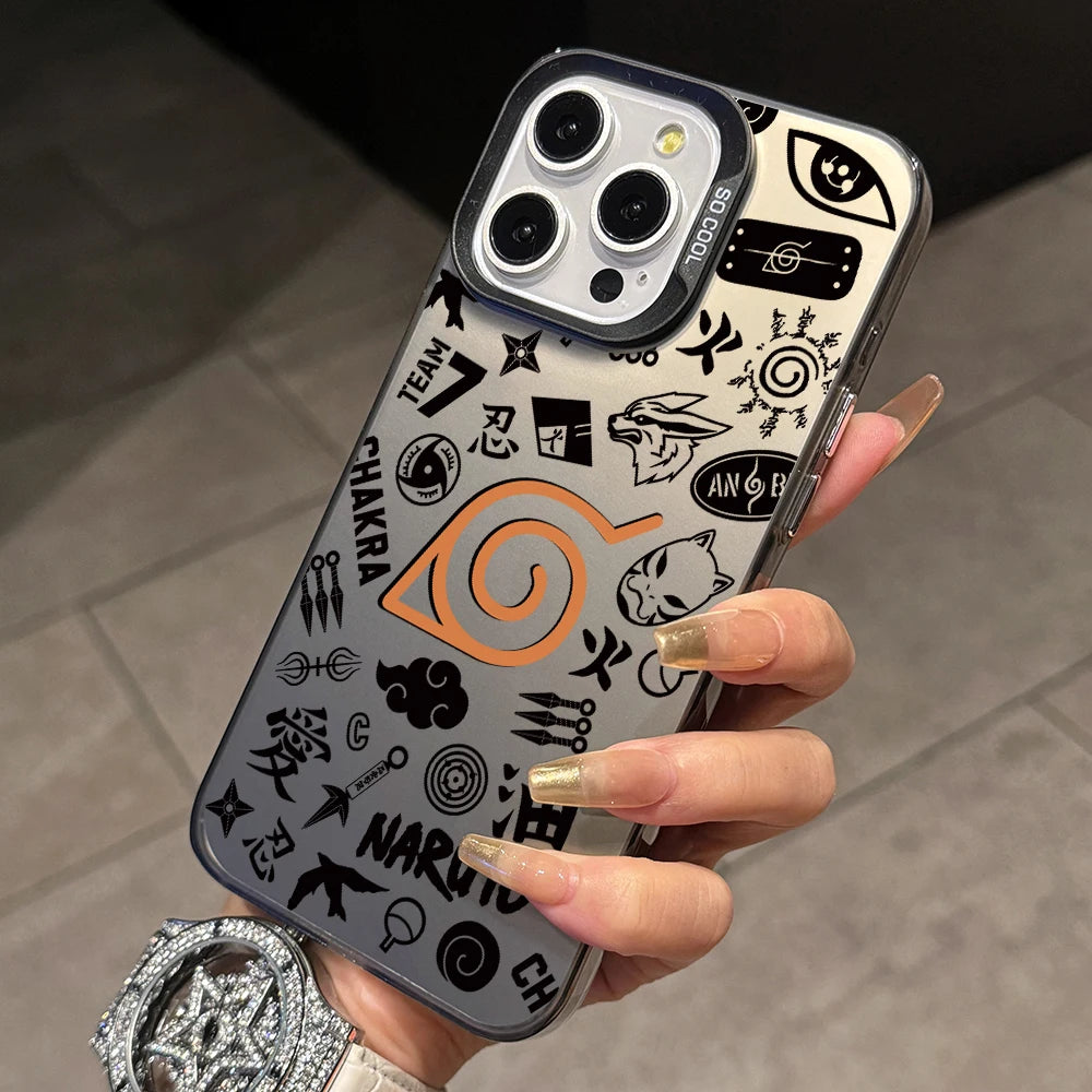 Hidden Leaf Symbol Pattern Case for iPhone - Smoke Gray