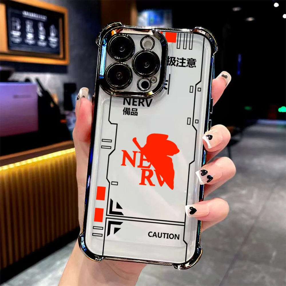 NERV Caution Access Clear Case for iPhone - Clear Chrome finish