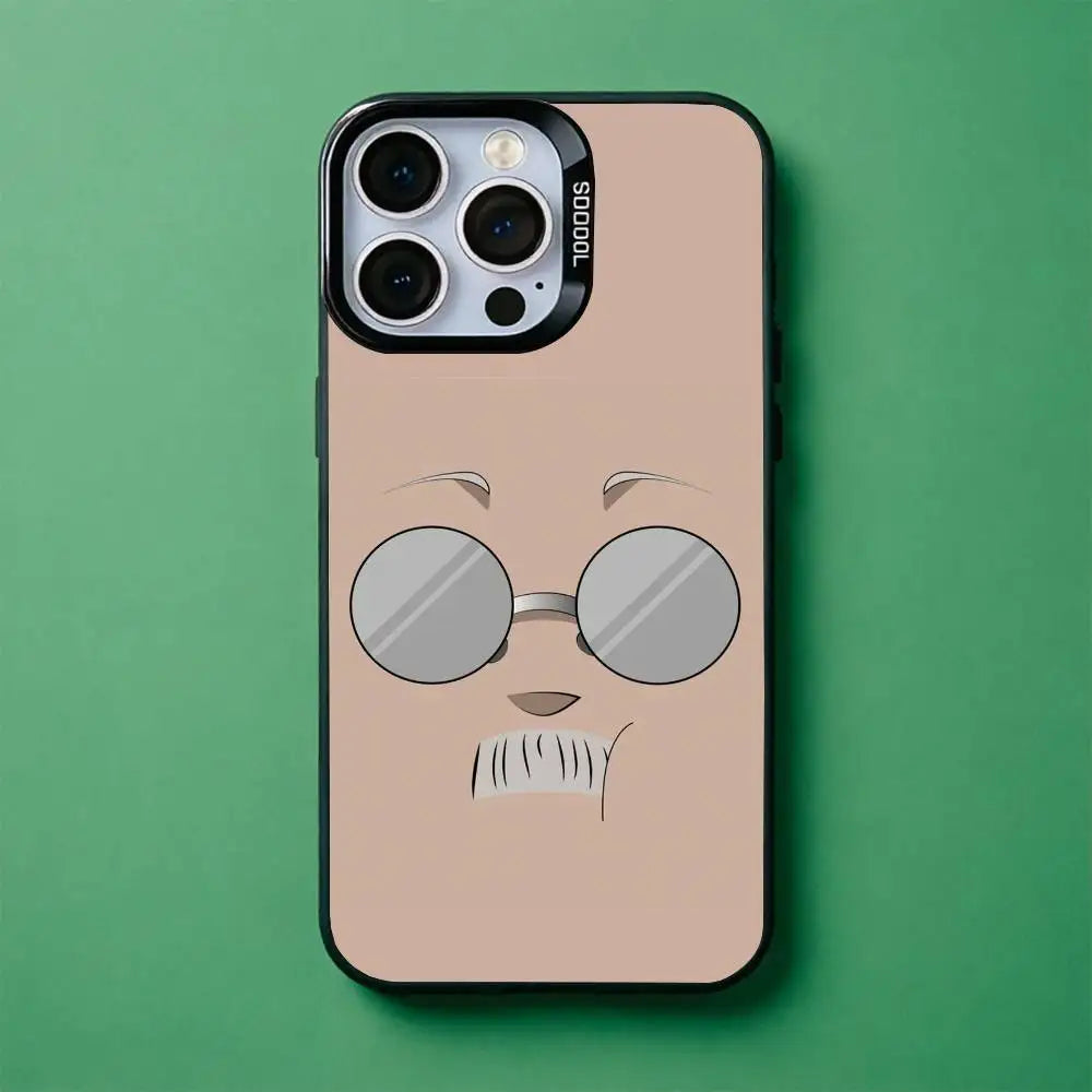 Taro Sakamoto Round Glasses Plated Case for iPhone - Silver Plated finish
