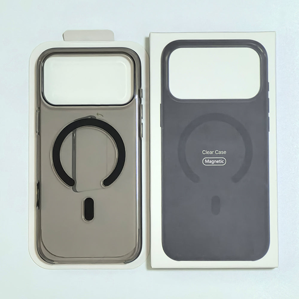 Black clear magnetic phone case, rear view