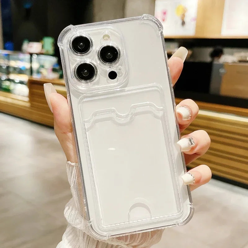Transparent phone case with a clear photocard display pocket