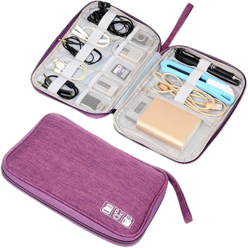 Purple mini tech accessory organizer pouch
